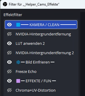 HC Filter Trenner OBS Filterliste